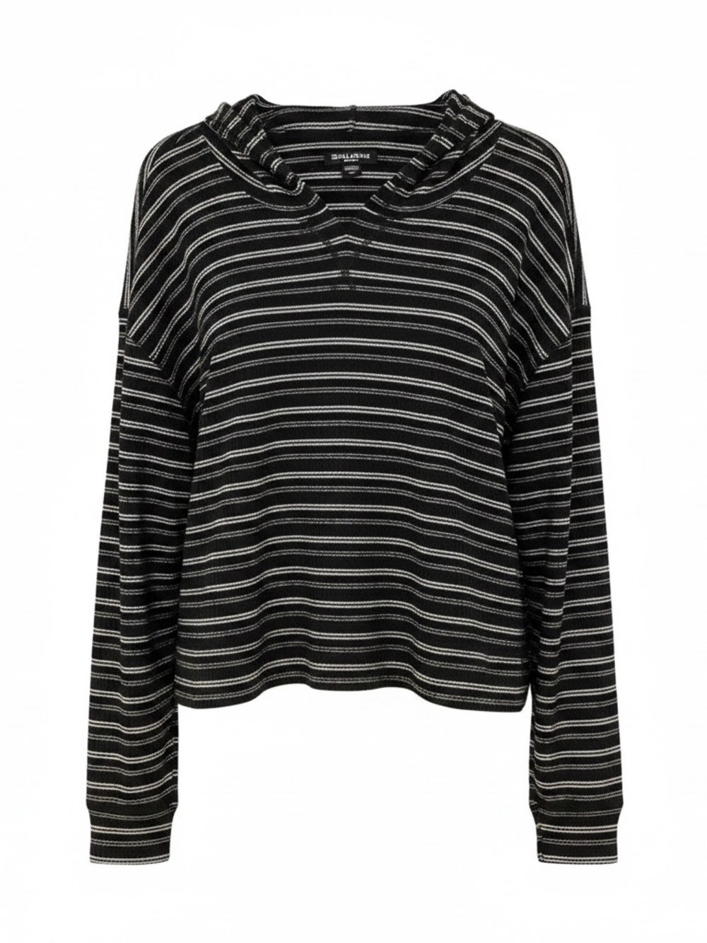 Billabong Black & White Striped V-Neck Hoodie